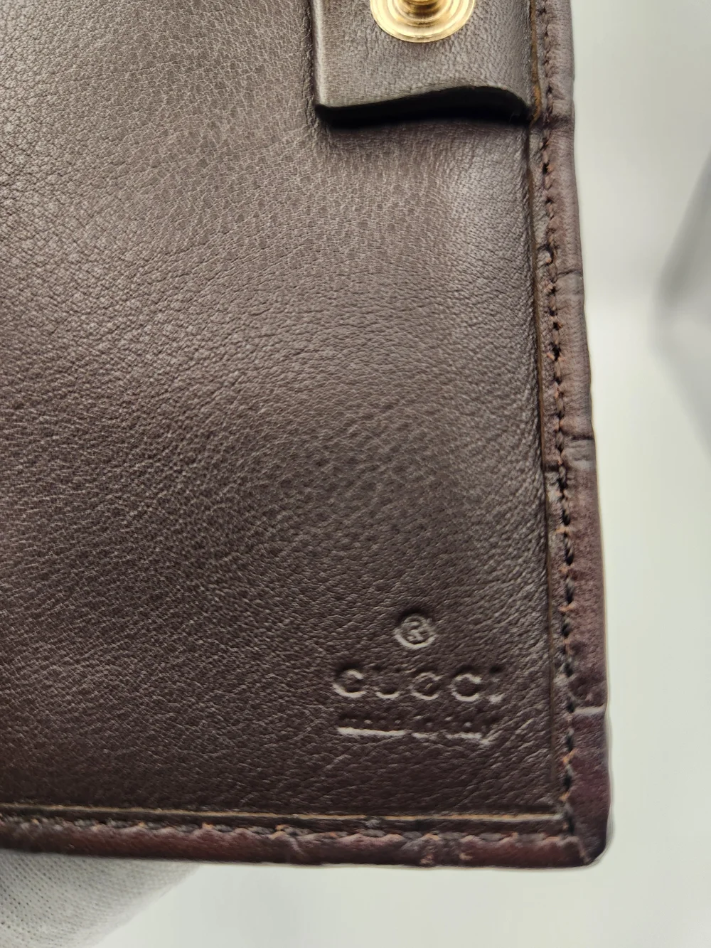 Vintage Gucci Guccissima Brown Leather Metal Bar Wallet